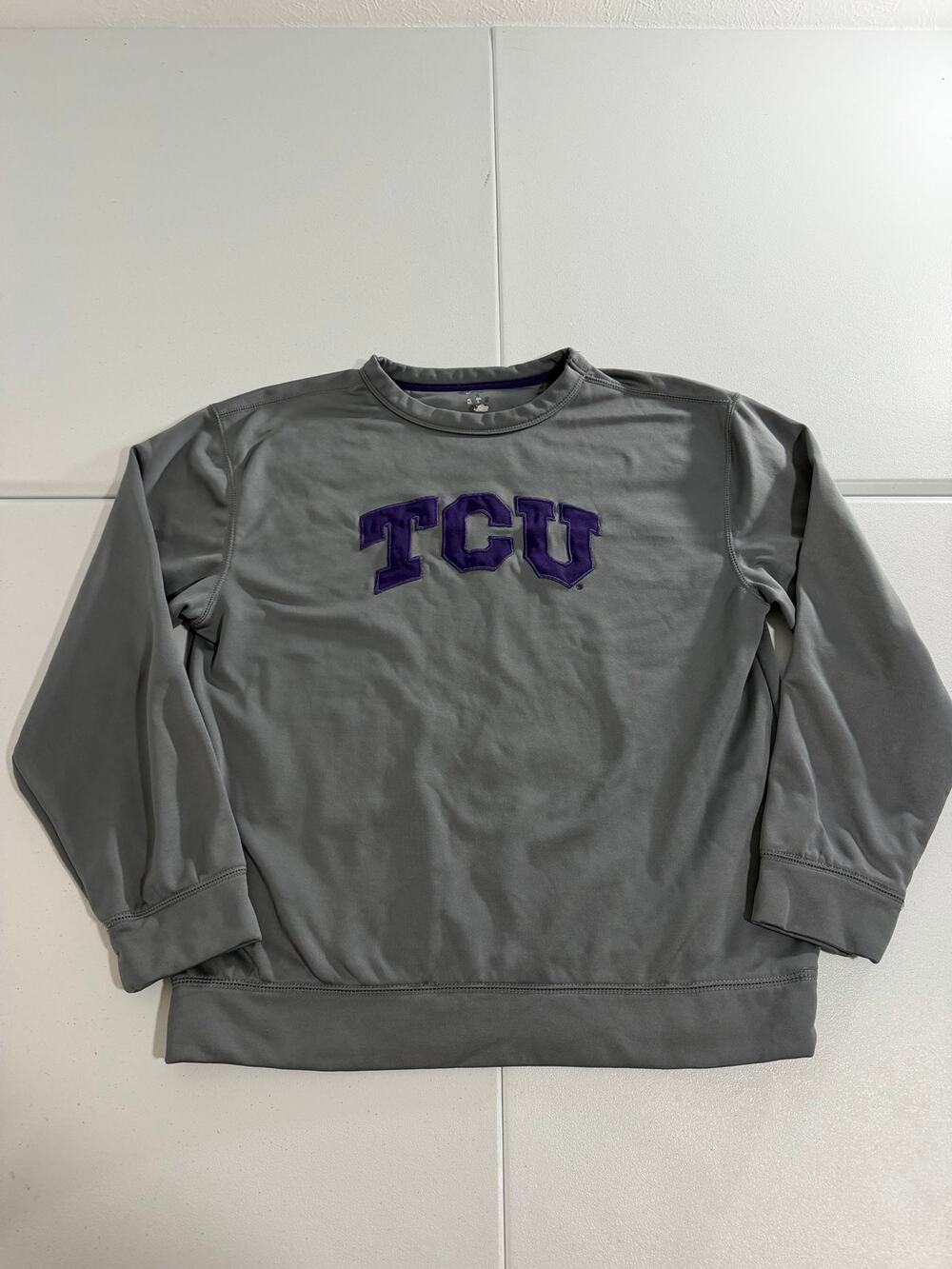 Champion TCU Horned Frogs Crewneck Sweatshirt Mens Large Gray Stitched Logo NCAA